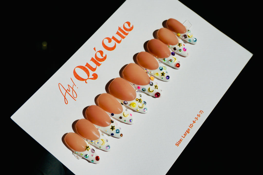 Luna y estrellas - acrylic press on nails